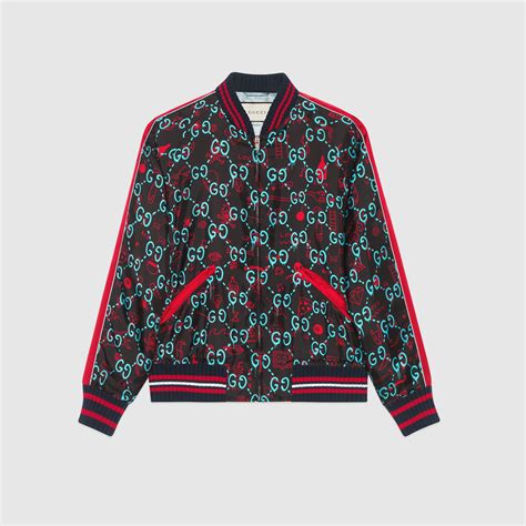 gucci ghost silk bomber blue|gucci ghost collab for sale.